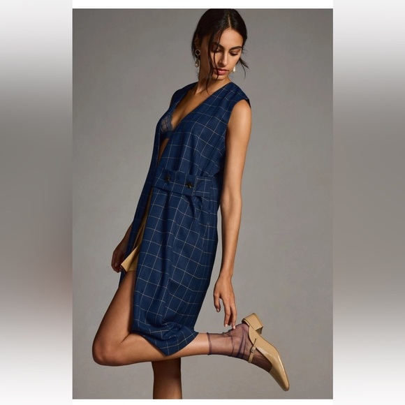 Anthropologie Plaid Longline Menswear Vest One size - Picture 2 of 8